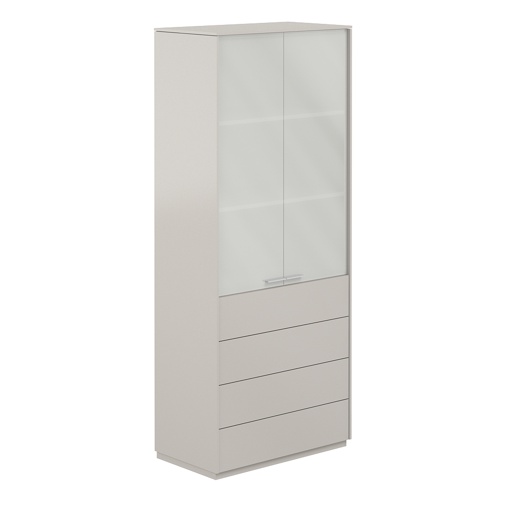 Шкаф высокий со стеклом мат., 4 ящ., обвязка GS, фасады GS NZ-0332.GS.GS