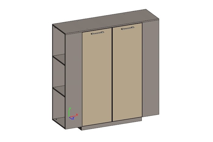 Шкаф средний универсальный с боковыми стеллажами (двери в ал. рамке) JNS928