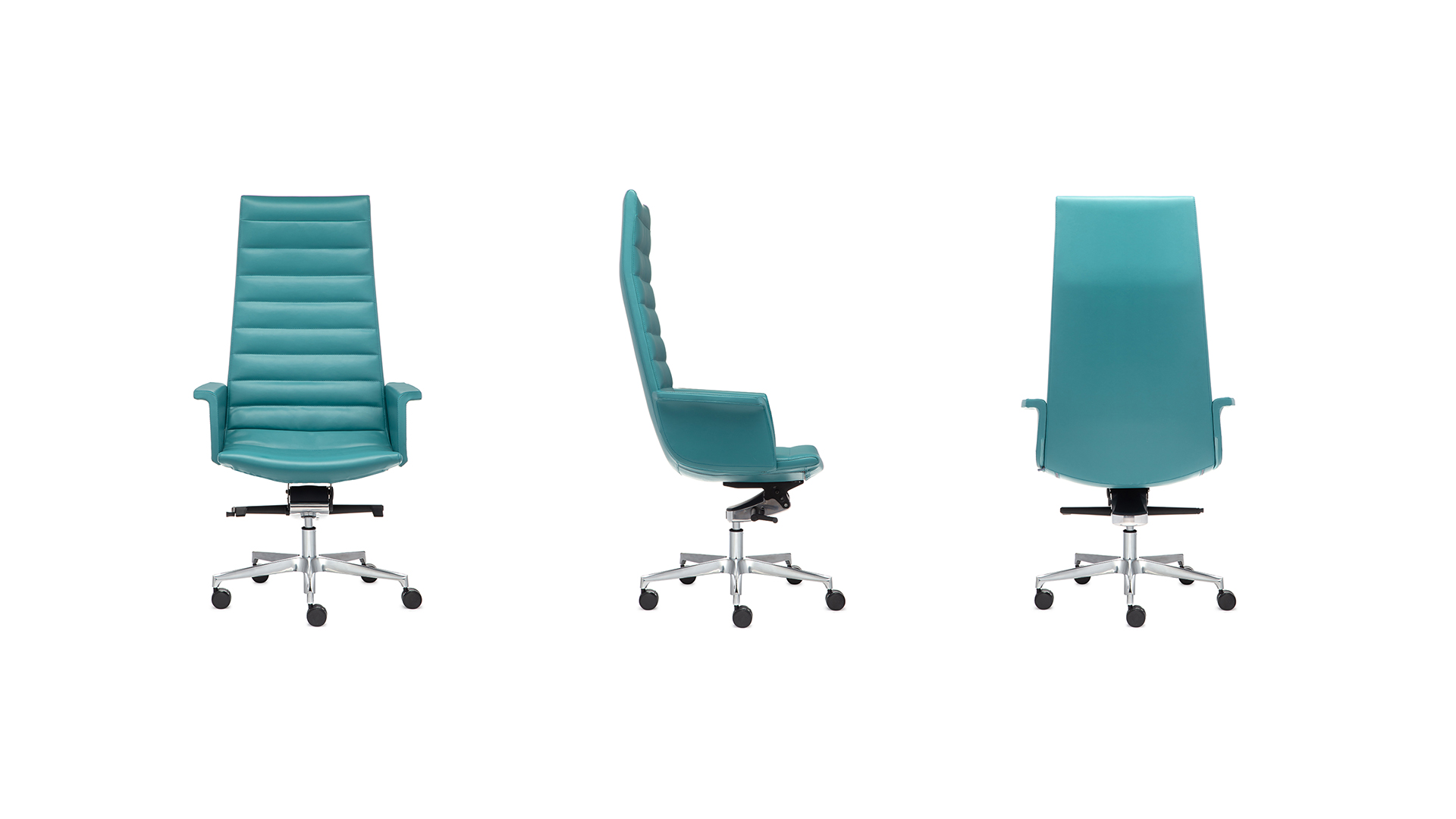 Офисное кресло Sydney с высокой спинкой и мягкими закрытыми подлокотниками на крестовине с колесами