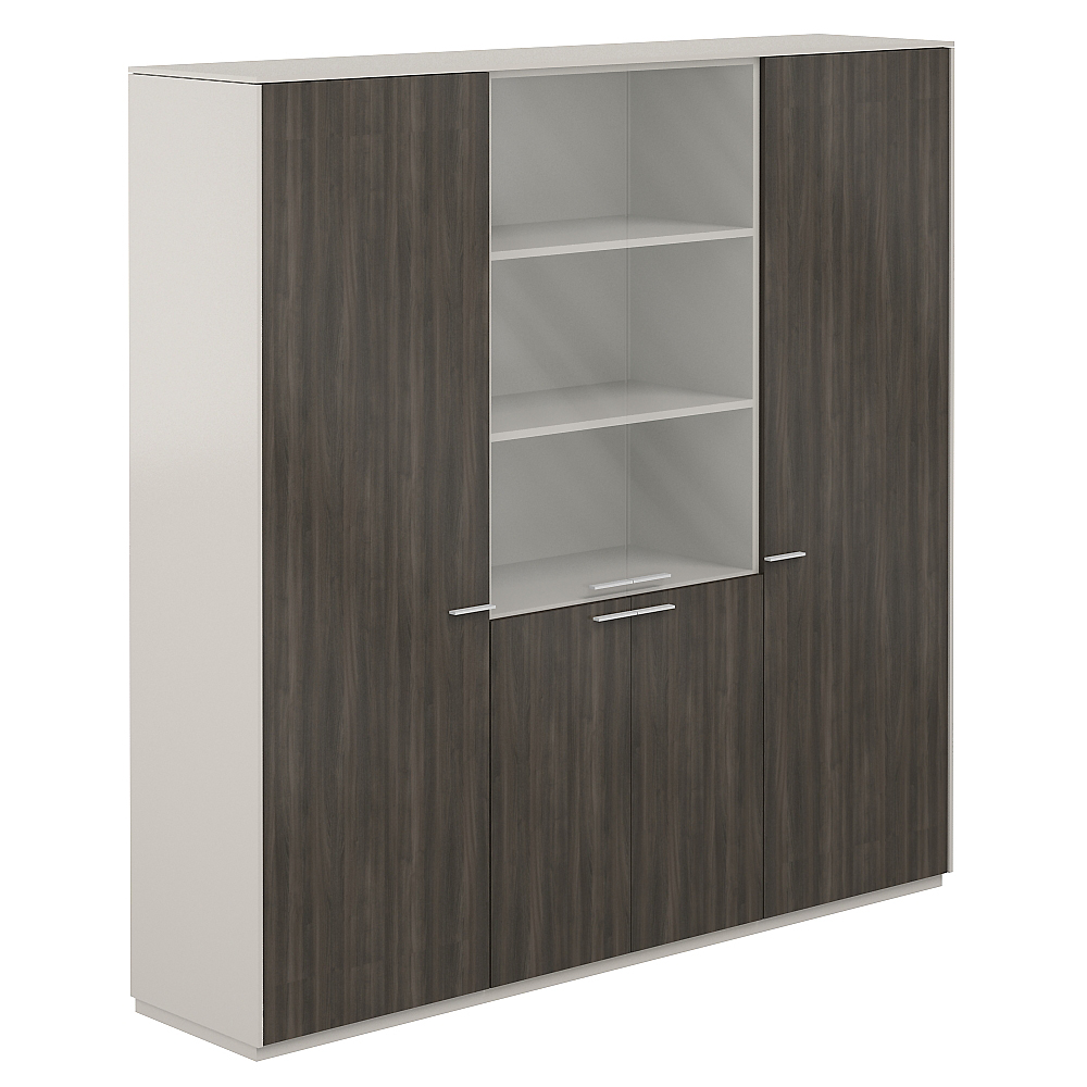 Шкаф для одежды 600 - 2шт. + Шкаф высокий 800 со стеклом прозр., обвязка GS, фасады BT NZ-0303+NZ-0311+NZ-0303.GS.BT