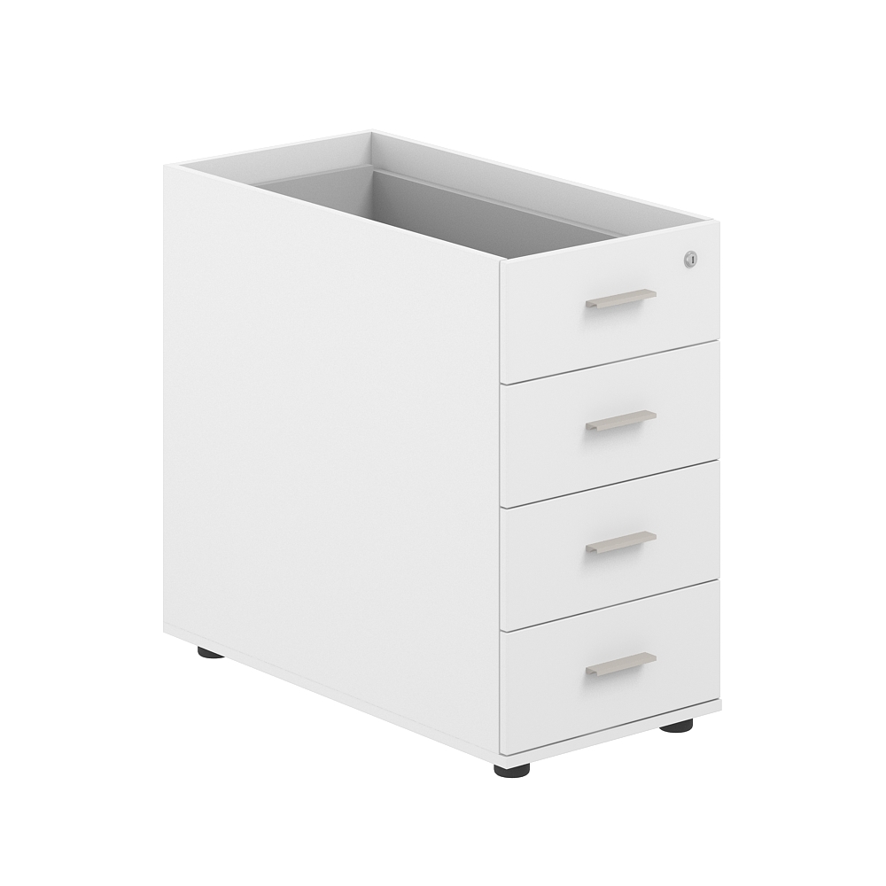 Тумба приставная 400х800х725 с 4 ящ.(метаб), с замком без топа SG.523.WH.WH.M