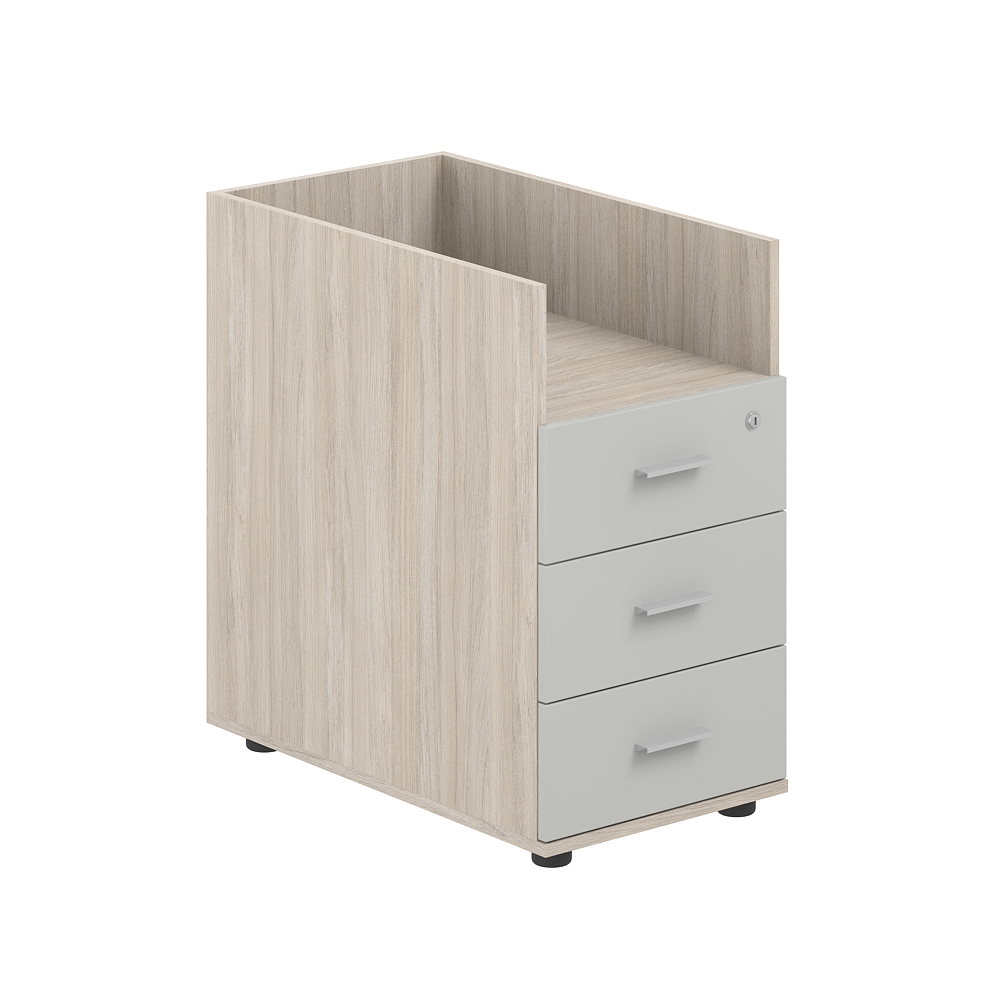 Тумба приставная 400х700х725 с 3 ящ. и нишей, с замком без топа SG.512.OL.SH