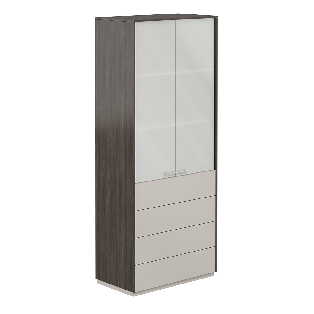 Шкаф высокий со стеклом мат., 4 ящ., обвязка BT, фасады GS NZ-0332.BT.GS