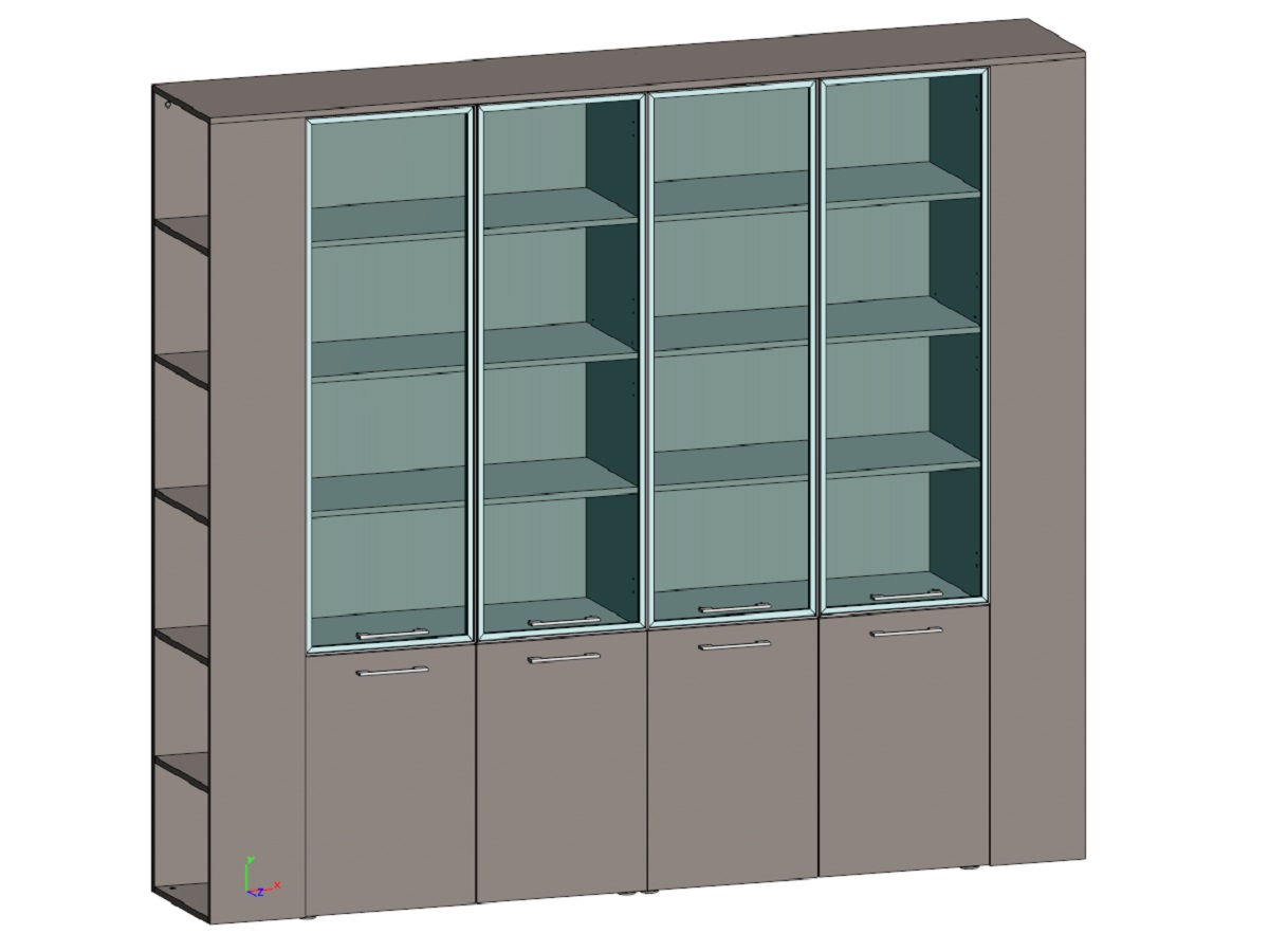 Двойной шкаф комбинированный с боковыми стеллажами JNO937.U727