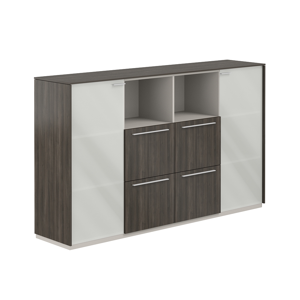 Шкаф средний со стеклом мат., 4 ящ., обвязка BT, фасады BT NZ-0316.BT.BT