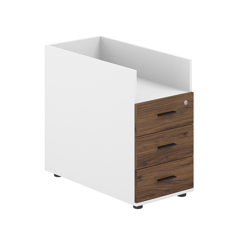 Тумба приставная 400х800х725 с 3 ящ. и нишей, с замком без топа SG.513.WH.DM