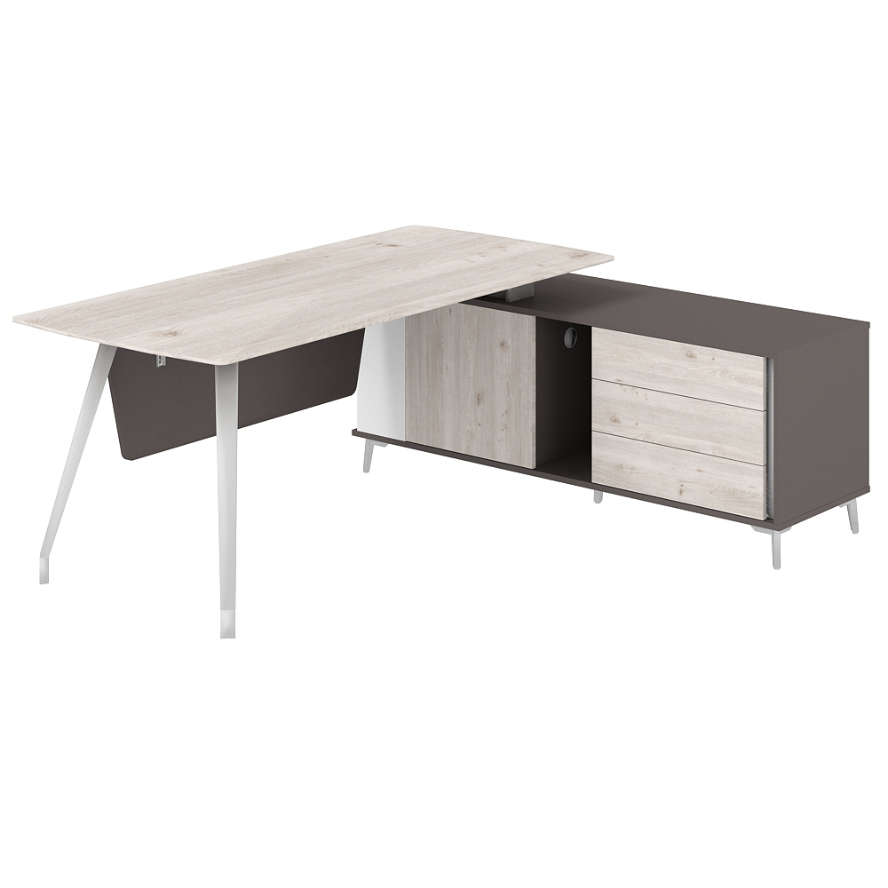 Стол руководителя 1950х1600х750 на опорной тумбе правой SR.101.DN.WF.R