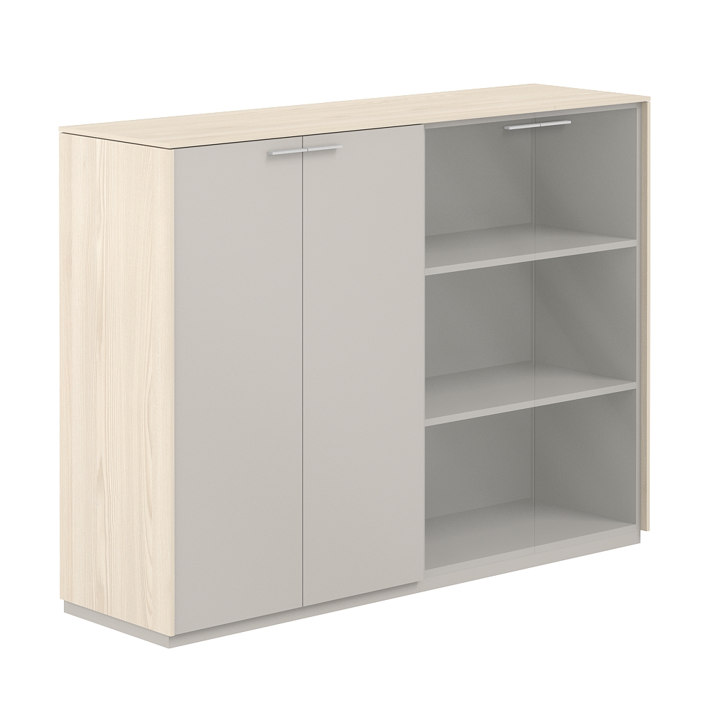 Шкаф средний + Шкаф средний со стеклом прозр. GL, обвязка YN, фасады GS NZ-0315+NZ-0325.YN.GS.GL