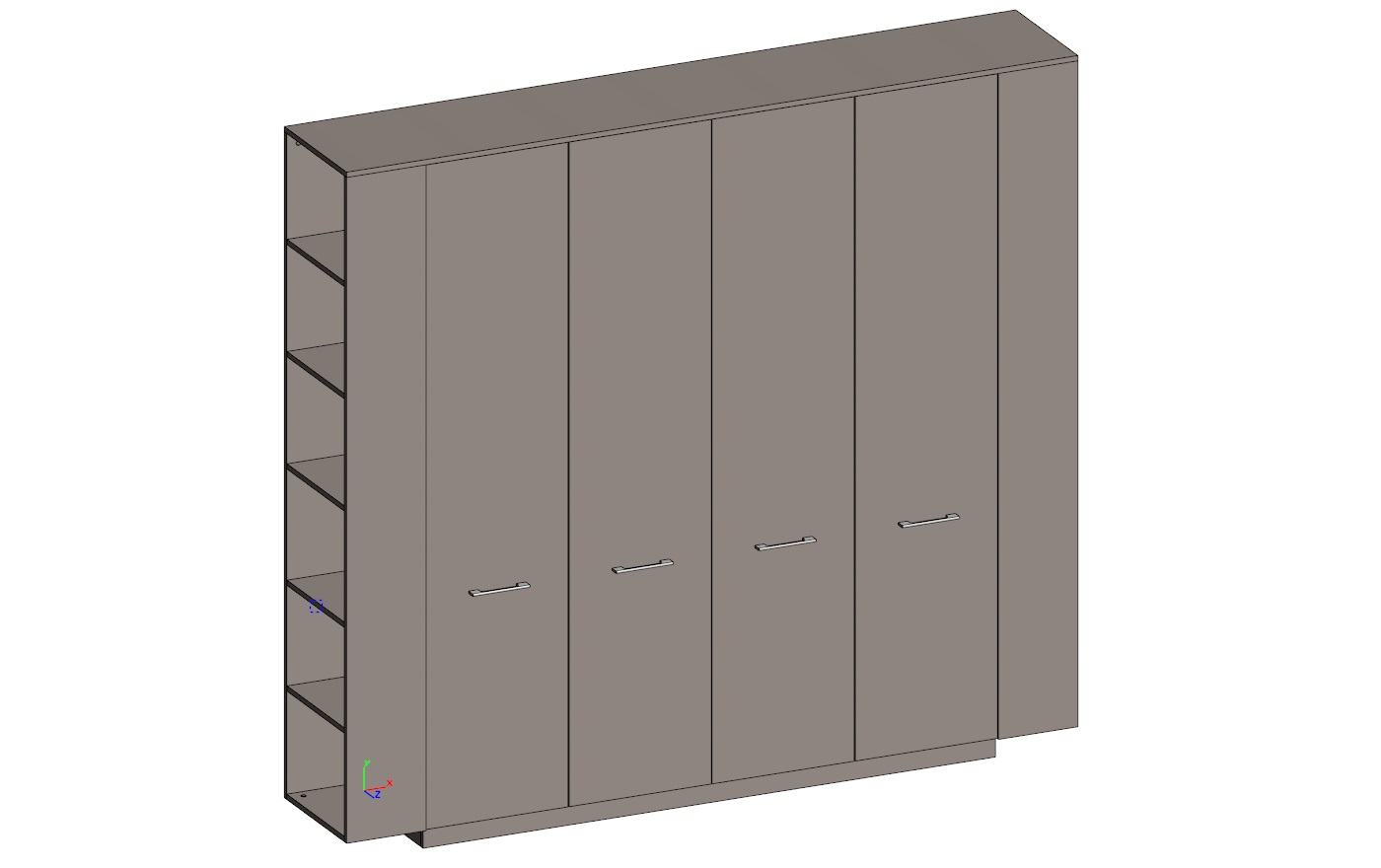 Двойной шкаф  (для документов+гардероб) с боковыми стеллажами  JNS936