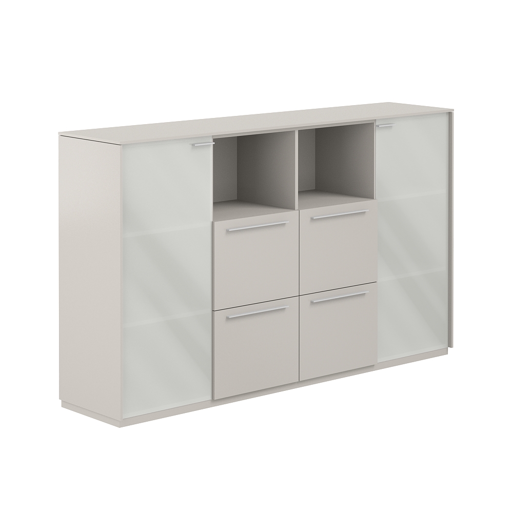 Шкаф средний со стеклом мат., 4 ящ., обвязка GS, фасады GS NZ-0336.GS.GS