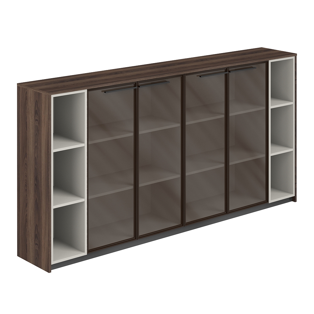 Шкаф средний с дверьми со стеклом в алюминиевой раме (2 шт) с 2-мя стеллажами, 2440х410х1226 RF.405.DA.CHBZ.PG