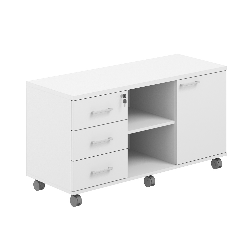 Тумба сервисная мобильная 1200х462х637 с замком AG.291.WH.WH.WH
