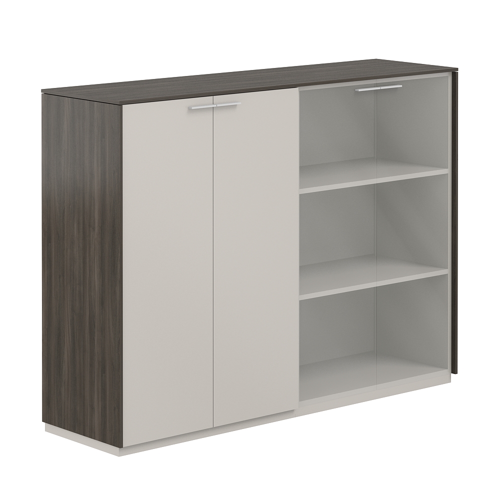 Шкаф средний + Шкаф средний со стеклом прозр. GL, обвязка BT, фасады GS NZ-0315+NZ-0325.BT.GS.GL