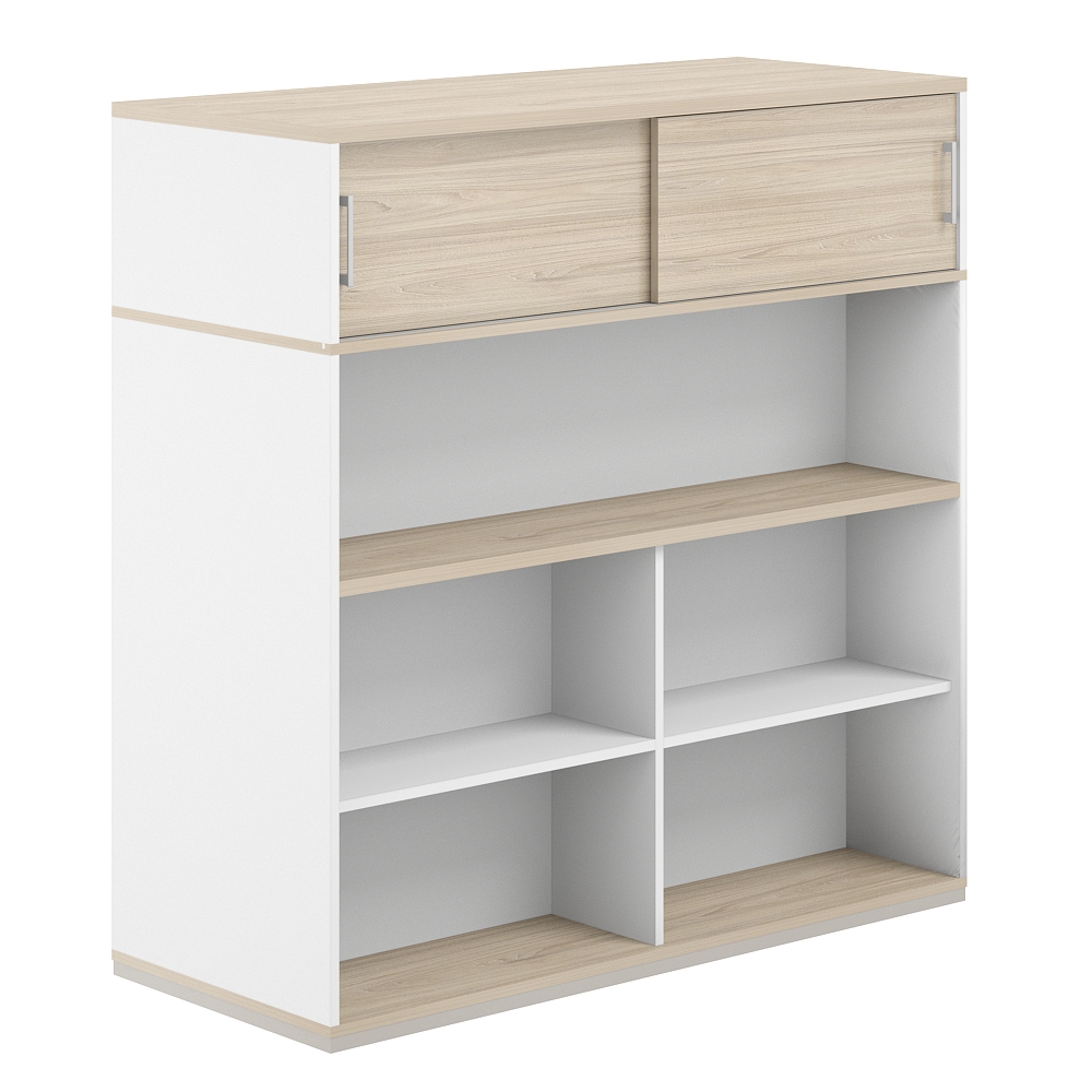 Стеллаж-комбо 2-стор. 1238 с антресолью, с экраном ЛДСП AG.254.440.674.WH