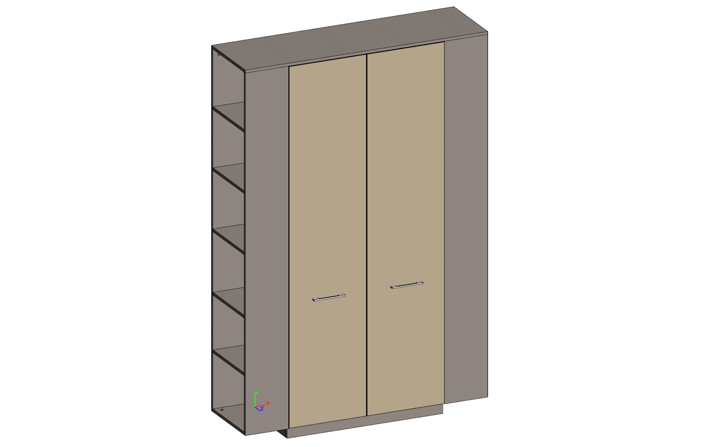Шкаф высокий с боковыми стеллажами (двери в ал. рамке) JNS935