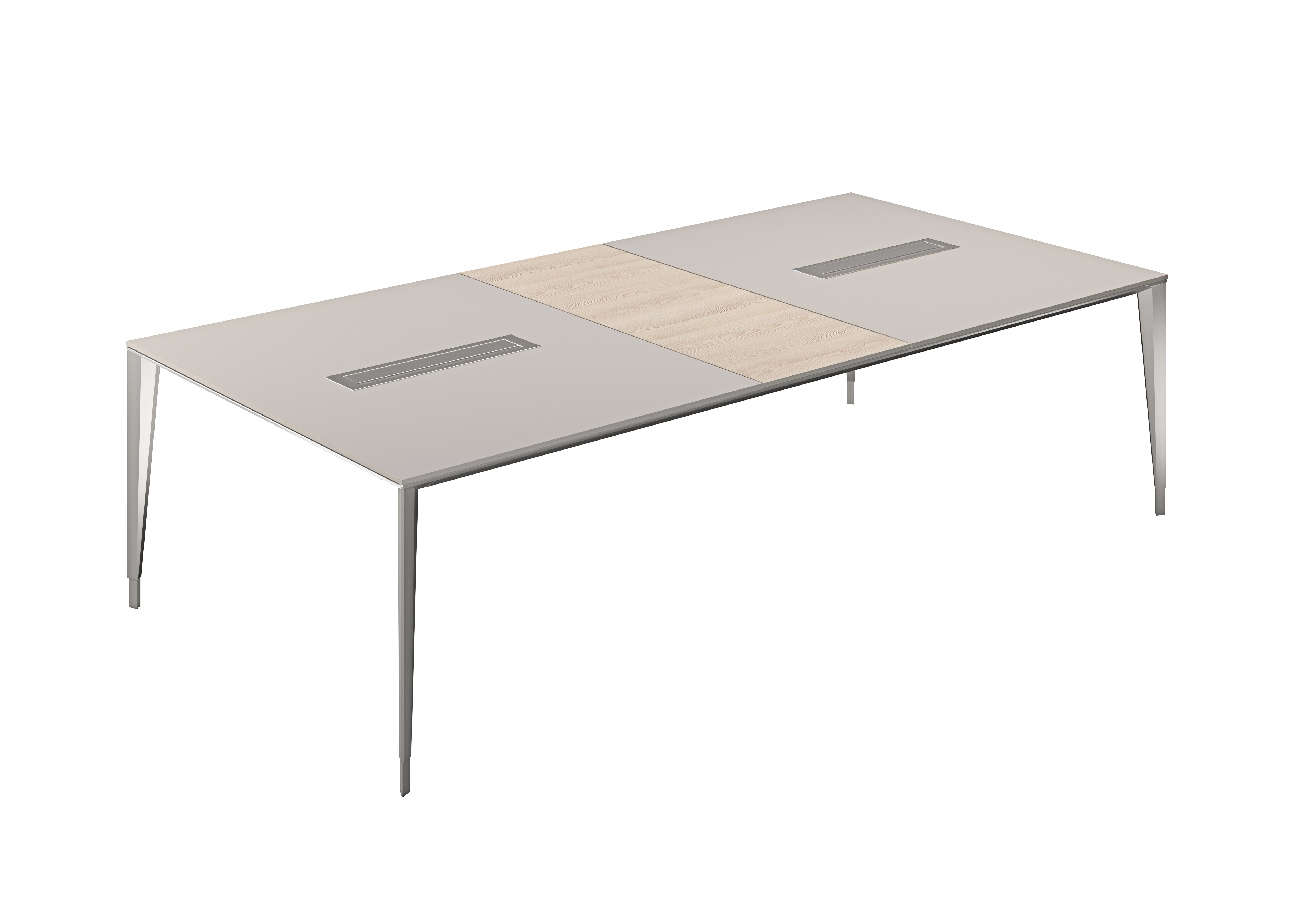 Стол конференц домино поперёк 2800х1400х725 серый камень, мк алюминий NZ-0103.GS.YN.AL