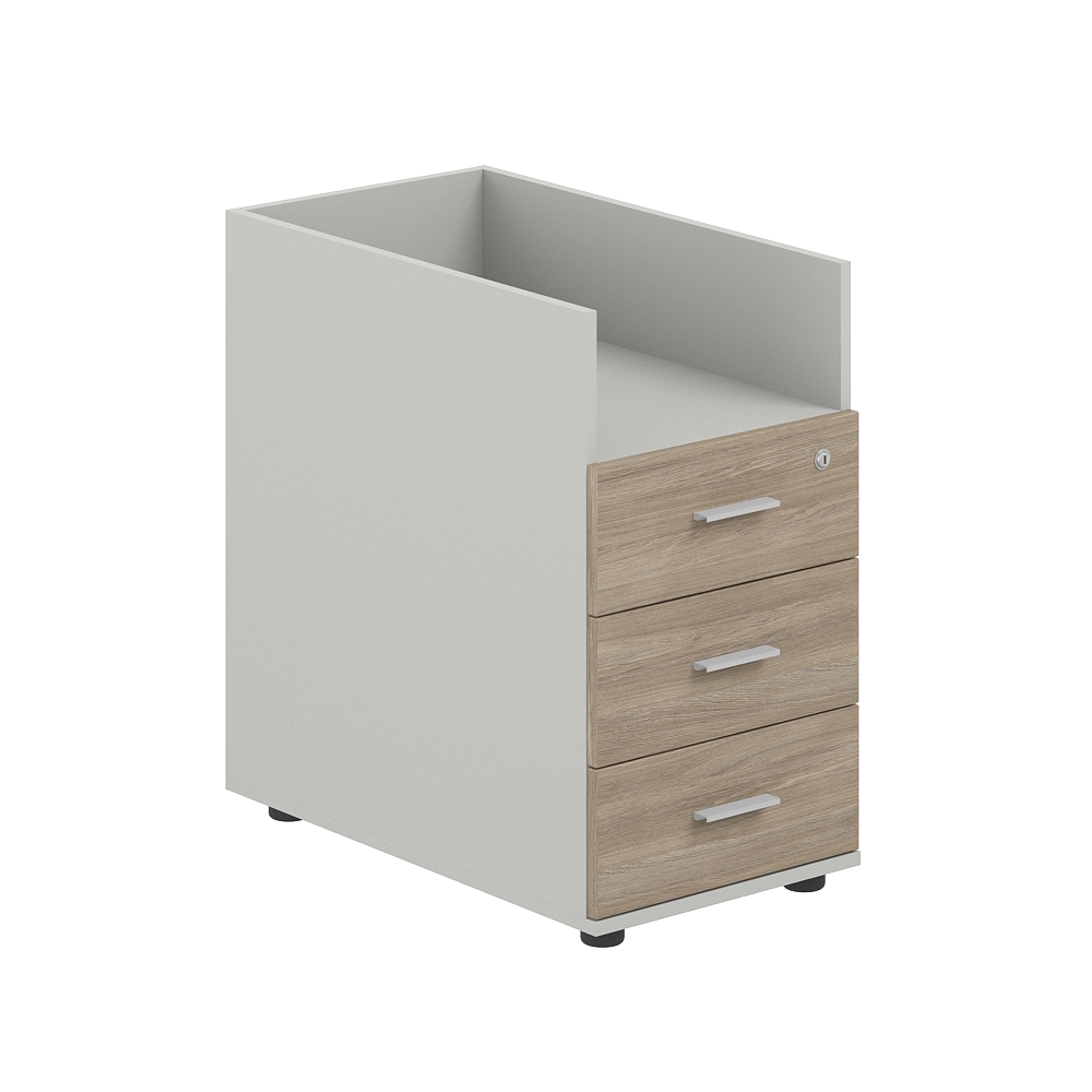 Тумба приставная 400х700х725 с 3 ящ.(метаб) и нишей, с замком без топа SG.512.SH.OD.M