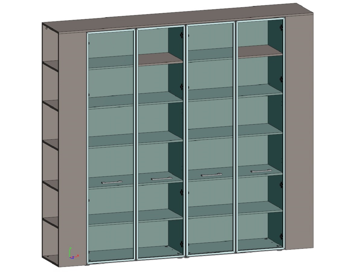 Двойной шкаф для документов с боковыми стеллажами JNO938.U727