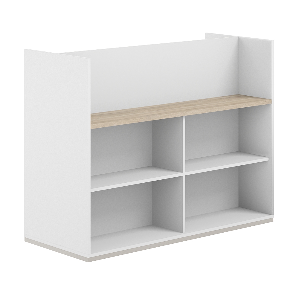 Стеллаж-комбо 2-стор. 1238, с экраном ЛДСП AG.254.200.674.WH