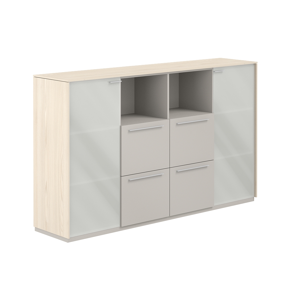 Шкаф средний со стеклом мат., 4 ящ., обвязка YN, фасады GS NZ-0336.YN.GS