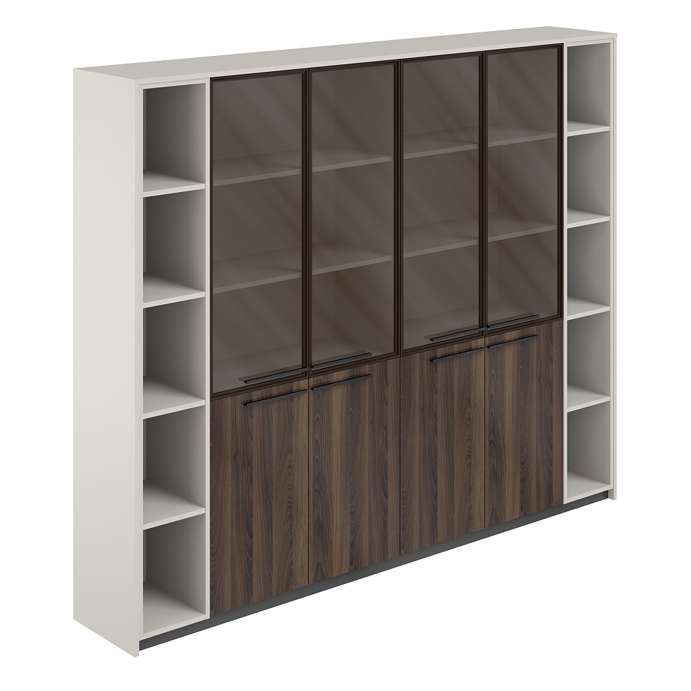 Шкаф высокий комбинированный со стеклом (2 шт) и 2-мя стеллажами, 2440х410х1994 RF.510.PG.CHBZ.DA.PG