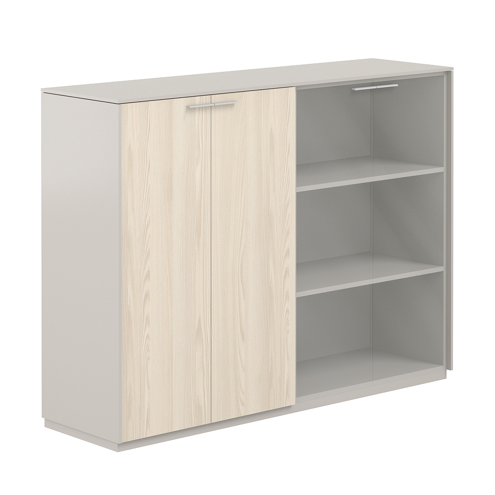 Шкаф средний + Шкаф средний со стеклом прозр. GL, обвязка GS, фасады YN NZ-0305+NZ-0325.GS.YN.GL