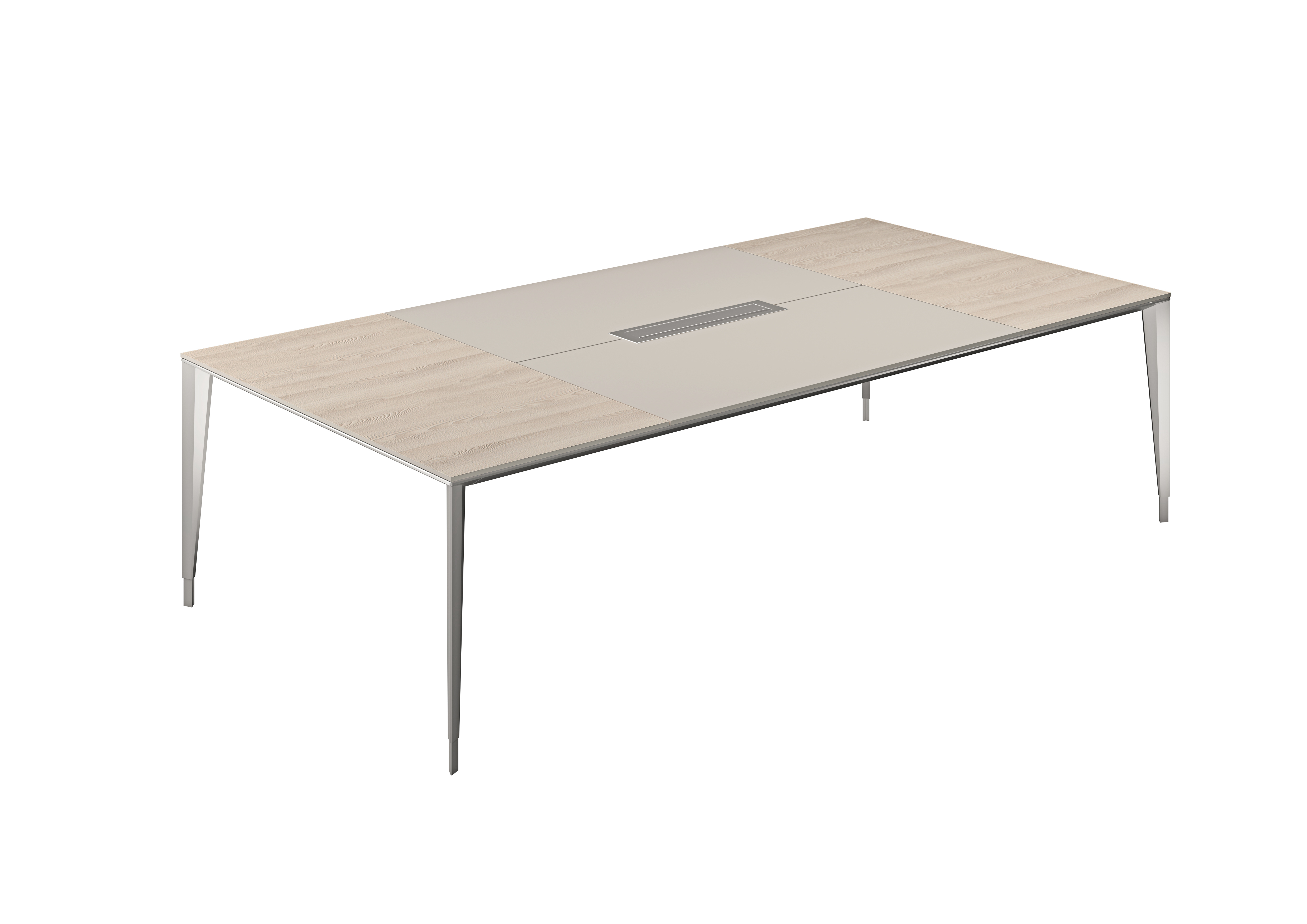 Стол конференц домино вдоль 2800х1400х725 ясень навара, мк алюминий NZ-0104.YN.GS.AL