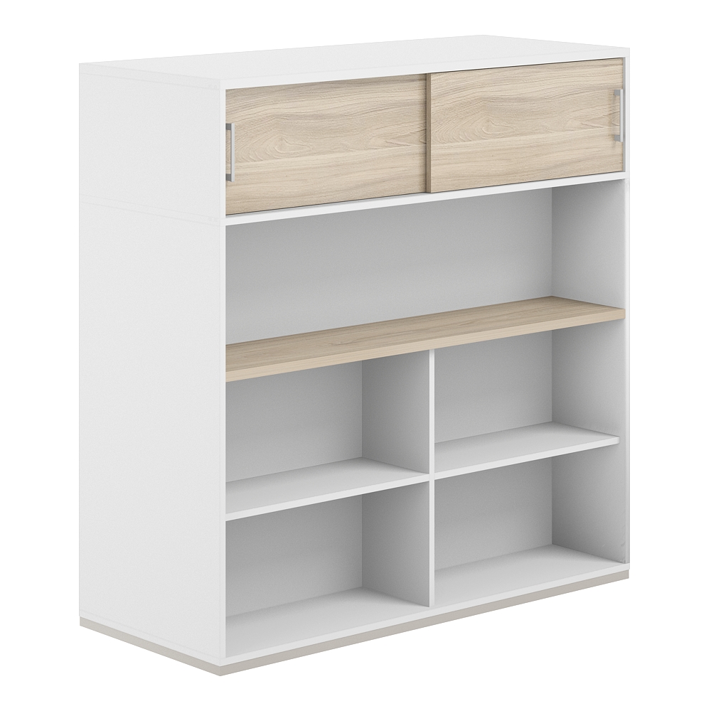 Стеллаж-комбо 2-стор. 1238 с антресолью, с экраном ЛДСП AG.254.220.674.WH