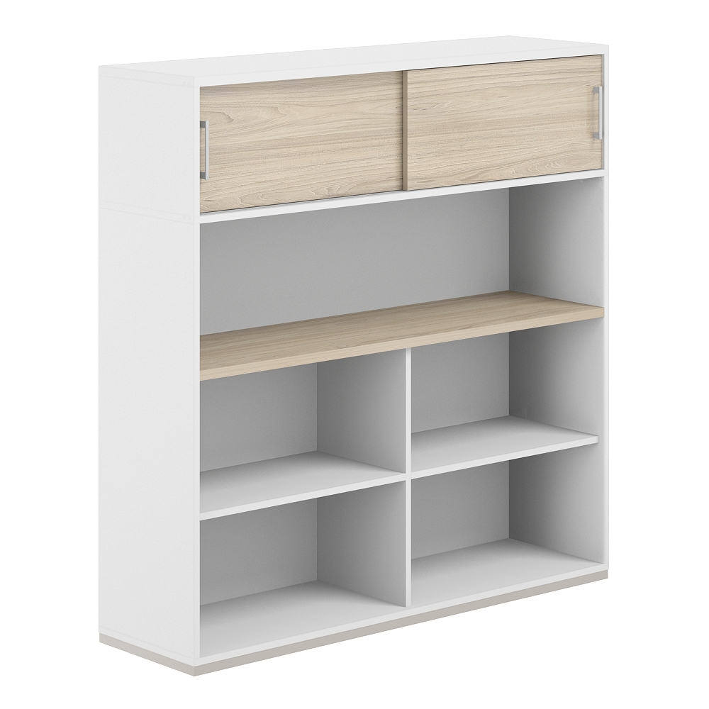 Стеллаж-комбо 1-стор. 1438 с антресолью, с экраном ЛДСП AG.252.220.672.WH