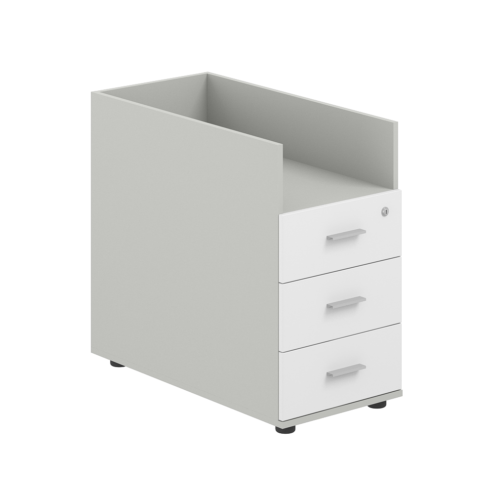 Тумба приставная 400х800х725 с 3 ящ. и нишей, с замком без топа SG.513.SH.WH