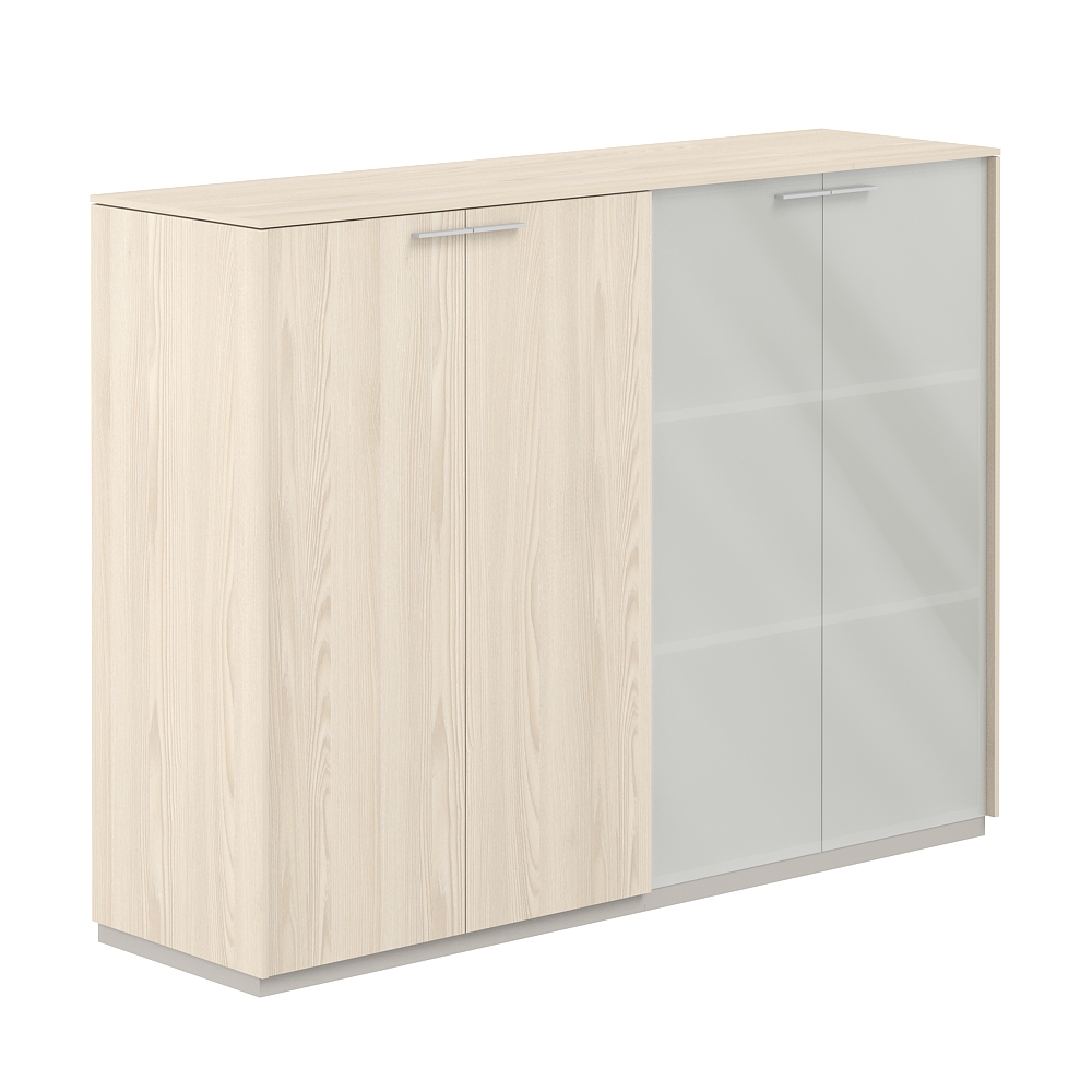 Шкаф средний + Шкаф средний со стеклом мат. GLM, обвязка YN, фасады YN NZ-0305+NZ-0335.YN.YN.GLM