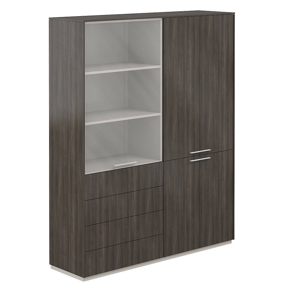 Шкаф высокий + Шкаф высокий со стеклом прозр., 4 ящ., обвязка BT, фасады BT NZ-0301+NZ-0302.BT.BT