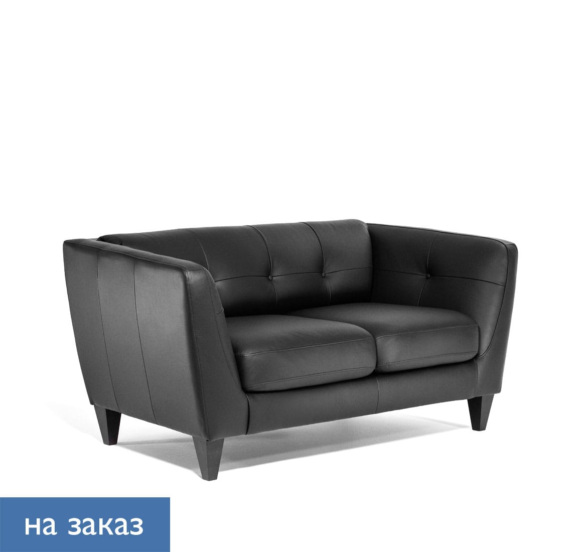 VOLTA Диван 2-мест кожзам+кожа ЧЕРНЫЙ/КОЖА