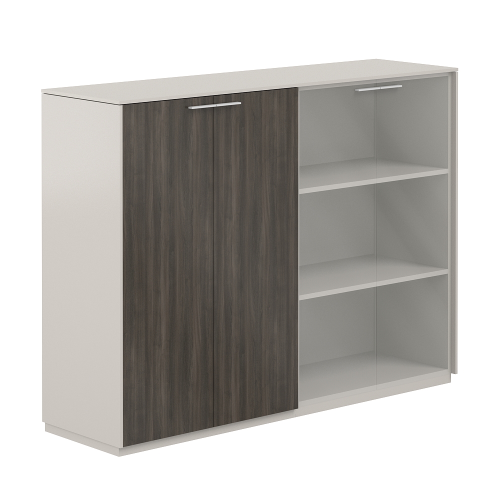 Шкаф средний + Шкаф средний со стеклом прозр. GL, обвязка GS, фасады BT NZ-0305+NZ-0325.GS.BT.GL