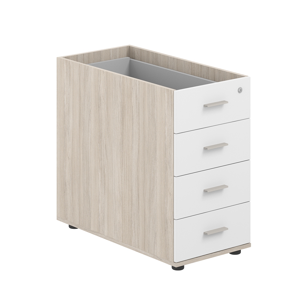 Тумба приставная 400х800х725 с 4 ящ.(метаб), с замком без топа SG.523.OL.WH.M