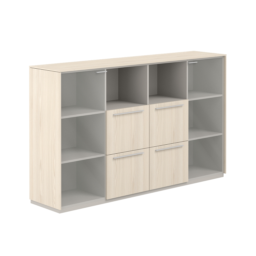 Шкаф средний со стеклом прозр., 4 ящ., обвязка YN, фасады YN NZ-0306.YN.YN