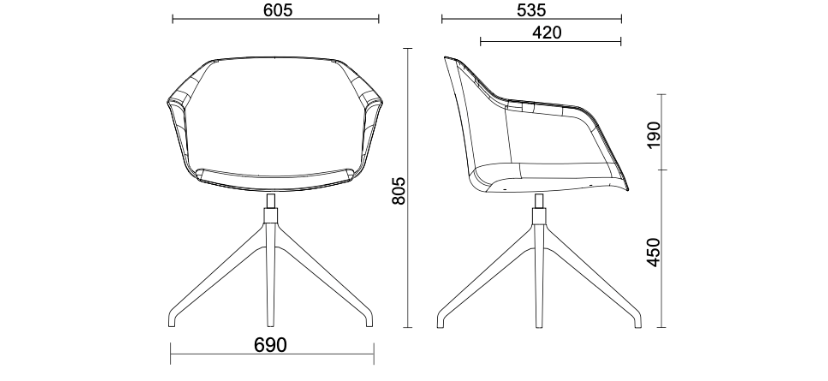 Кресло Milos Shell Milos Shell - 4-star base with feet