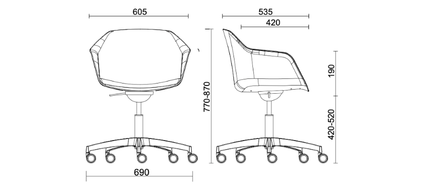 Кресло Milos Shell Milos Shell - 5-star base