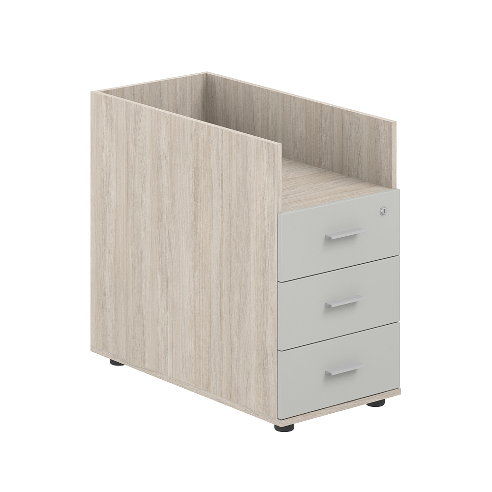 Тумба приставная 400х800х725 с 3 ящ. и нишей, с замком без топа SG.513.OL.SH