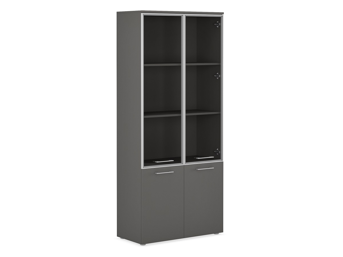 Шкаф высокий комбинированный (двери в ал. рамке, стекло прозрачное) JNO931.ANT