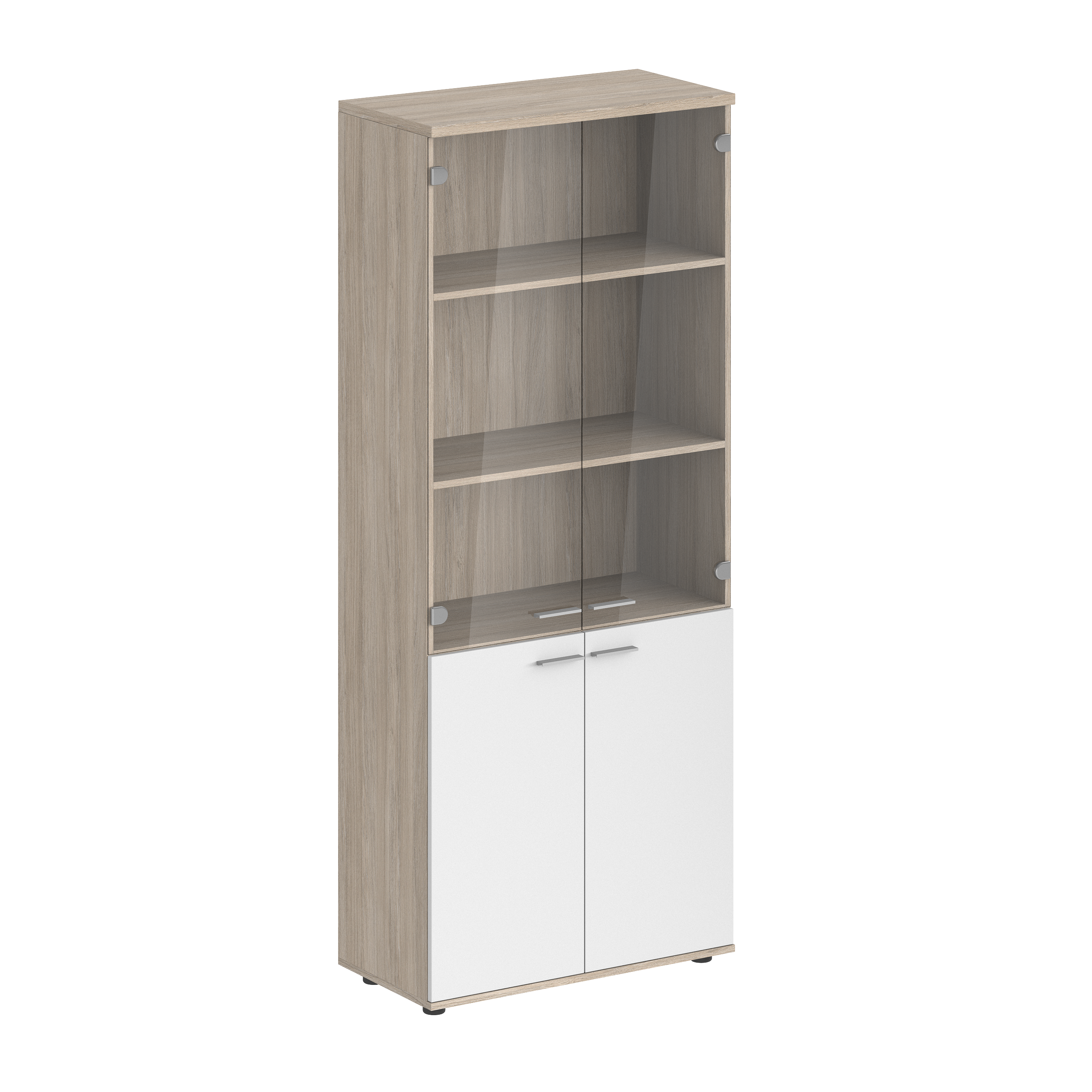 Шкаф высокий 800х400х1955, 4-х дв., со стеклом, з.ст ЛДСП SG.811.OL.WH.GL