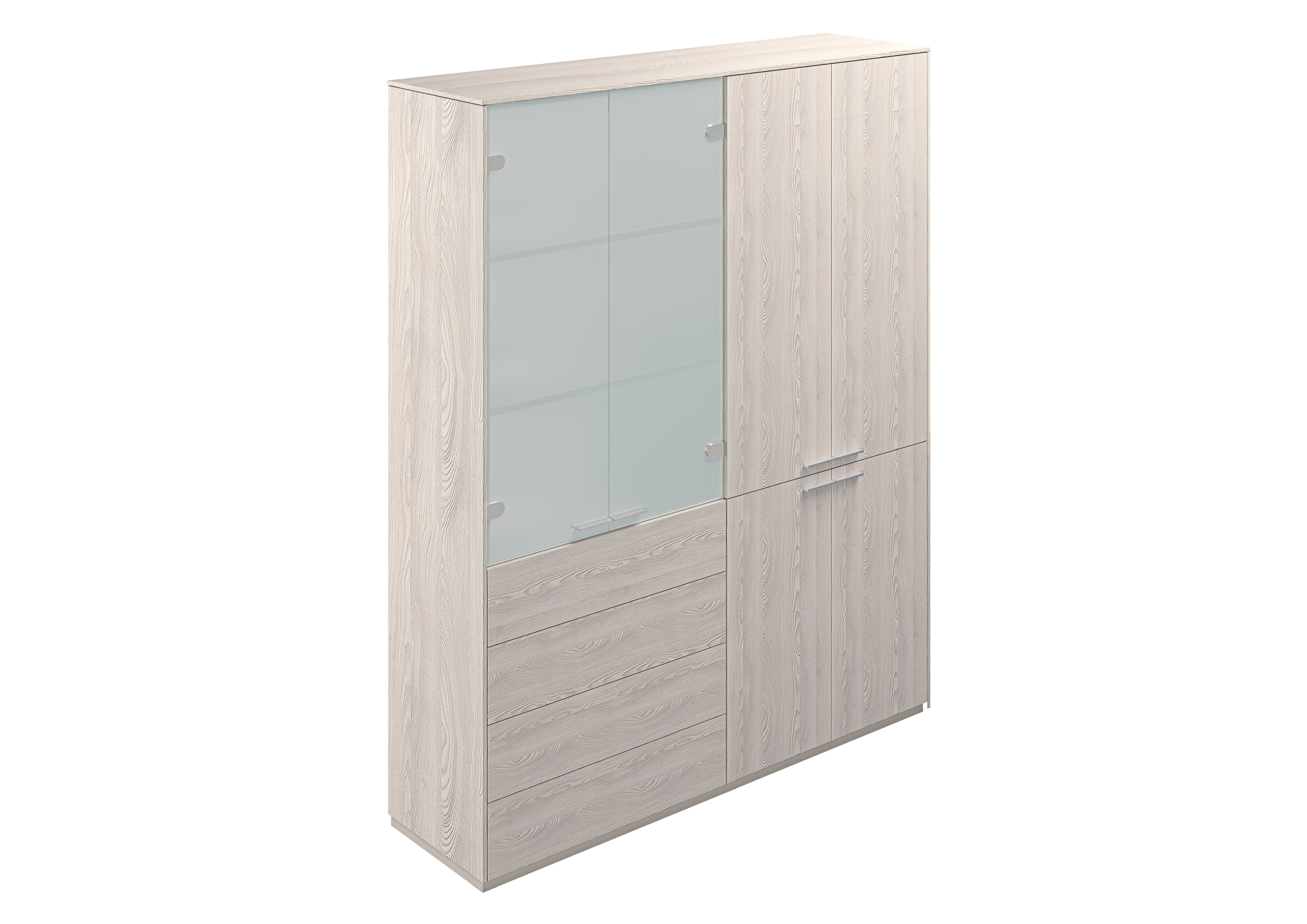 Шкаф высокий + Шкаф высокий со стеклом мат., 4 ящ., обвязка YN, фасады YN NZ-0301+NZ-0312.YN.YN