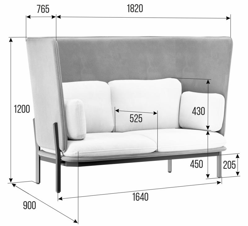 Stato Диван двухместный с высокой спинкой STA-02