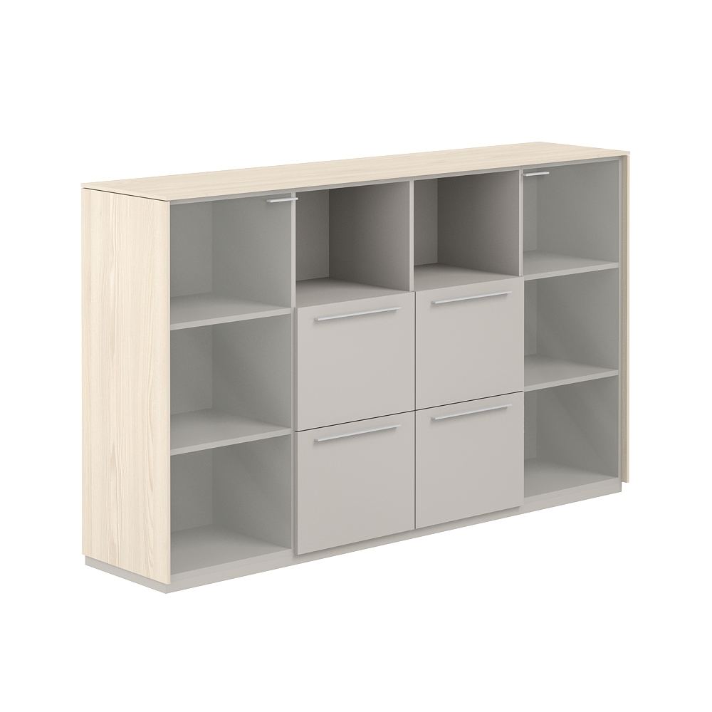 Шкаф средний со стеклом прозр., 4 ящ., обвязка YN, фасады GS NZ-0326.YN.GS