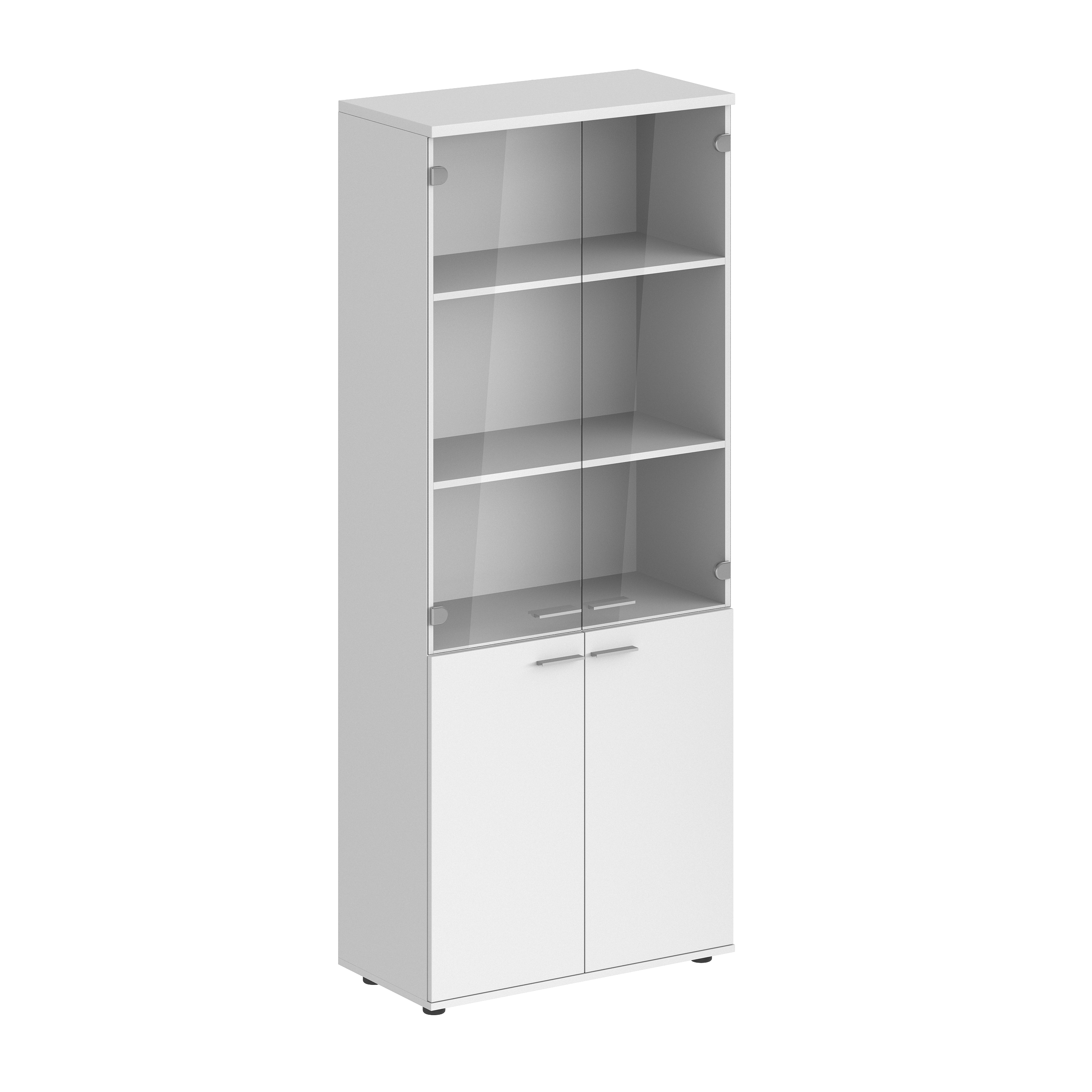 Шкаф высокий 800х400х1955, 4-х дв., со стеклом, з.ст HDF SG.801.WH.WH.GL