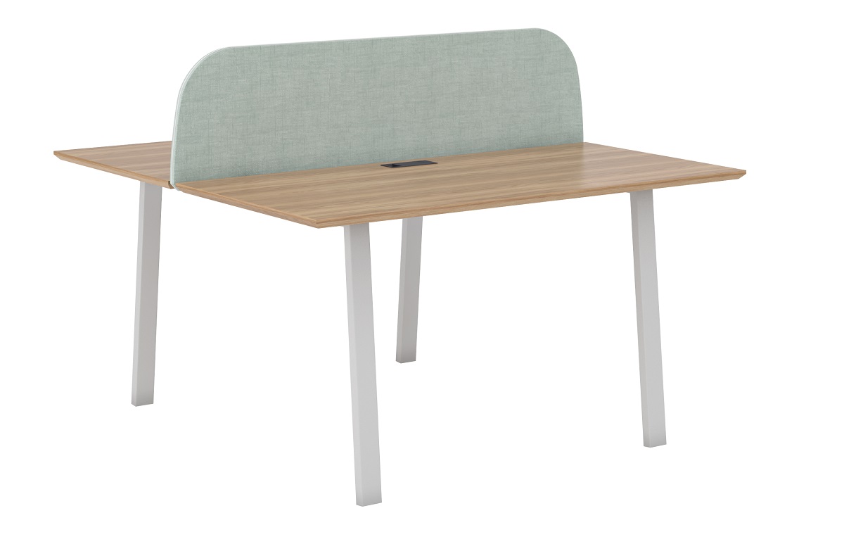 Рабочая станция на 2 места с тканевым экраном А-образные опоры 60х30  ECO142/А/60х30/WHT/ANT.U003 +ECO501.ZEL