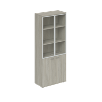 Шкаф высокий 800х400х1955 со стеклом, з.ст ЛДСП WN.711.OL.OL.AL