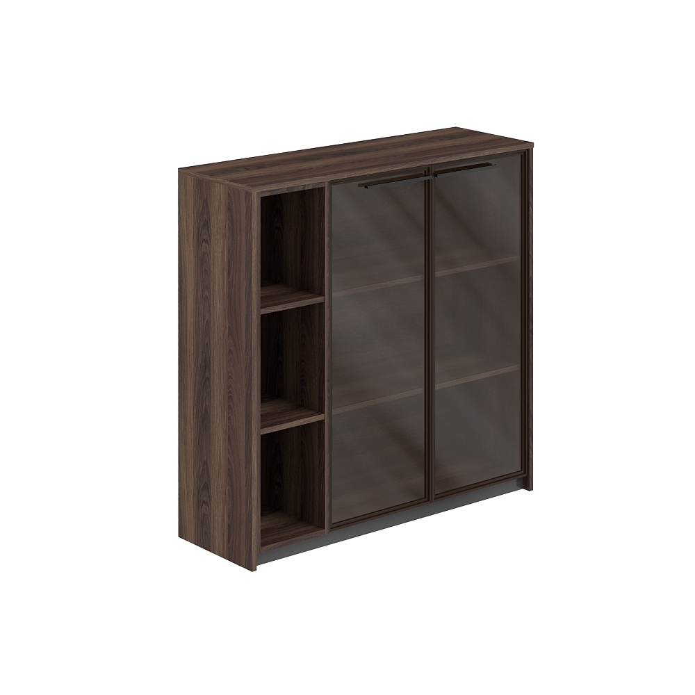 Шкаф средний с дверьми со стеклом в алюминиевой раме со стеллажом, 1240х410х1226 RF.406.DA.CHBZ.DA.L