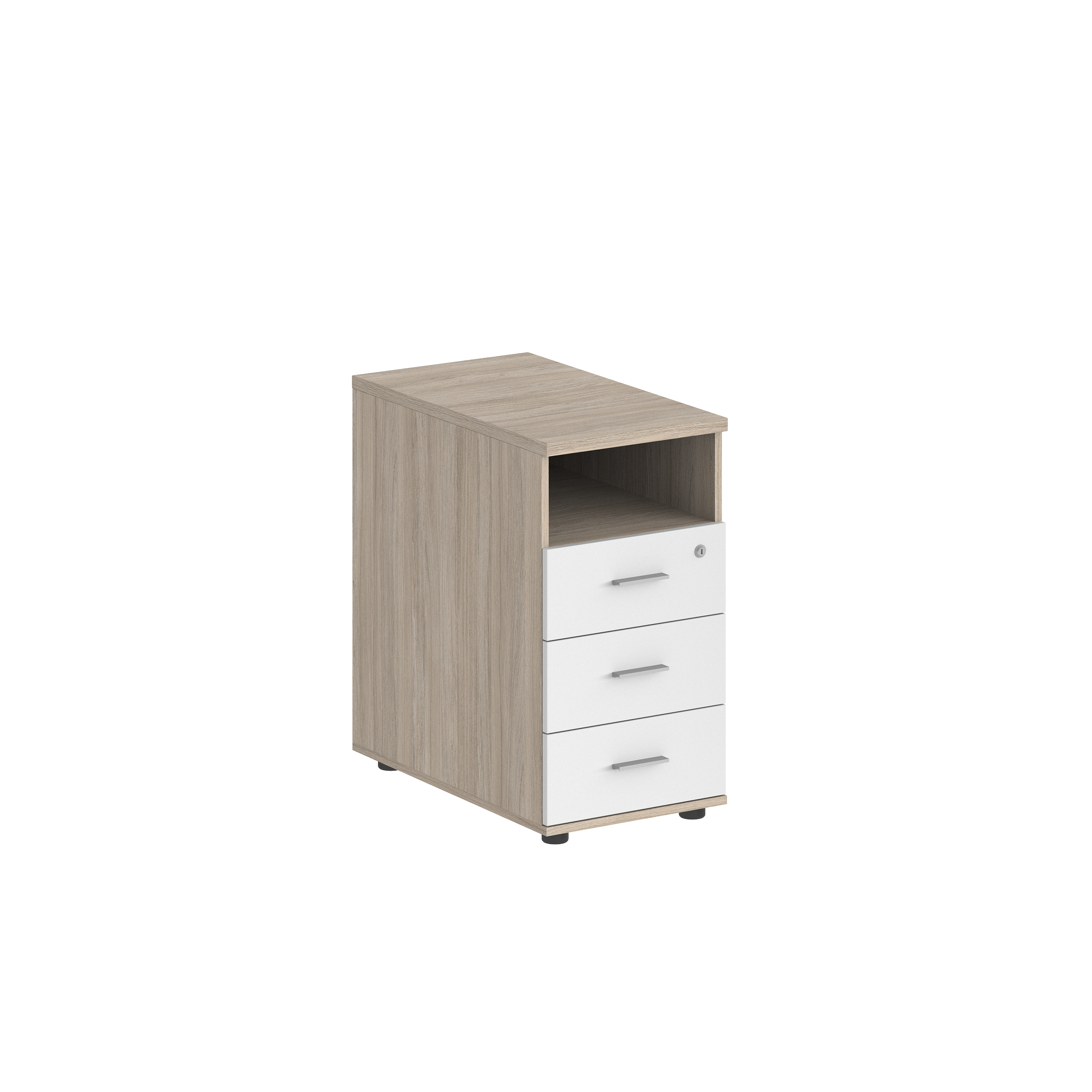 Тумба приставная 400х600х725 с 3 ящ. и нишей, с замком без топа SG.511.OL.WH