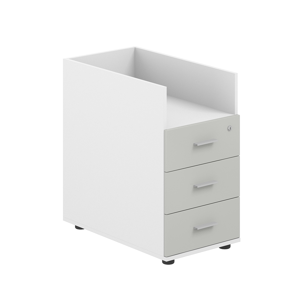 Тумба приставная 400х700х725 с 3 ящ. и нишей, с замком без топа SG.512.WH.SH